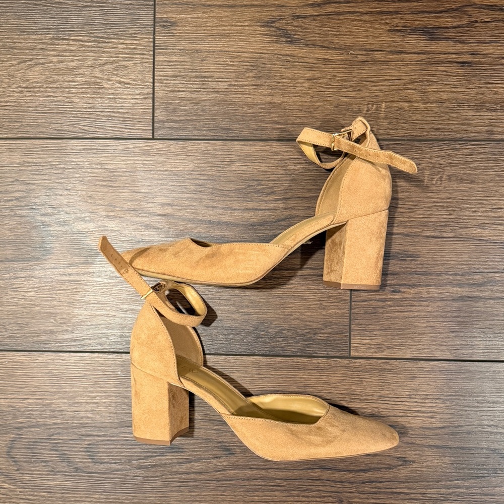 J. Crew Tan Suede Block Heel Shoes Sz 10